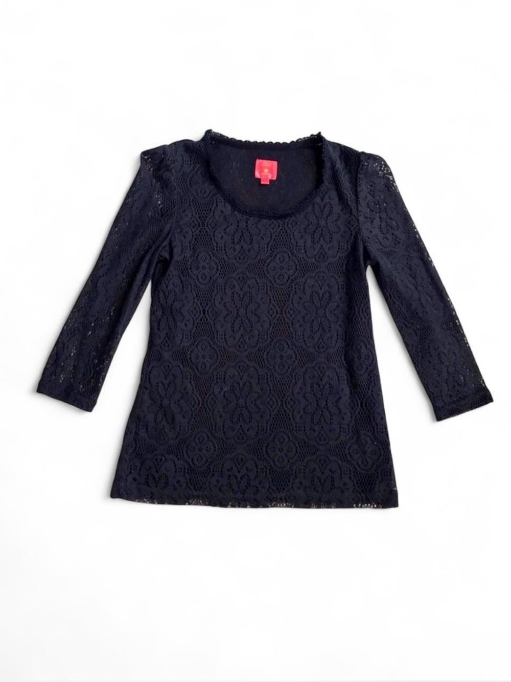 Deep Or Shallow Gothic Japanese Brand black lace half sleeve tunic top Size XS